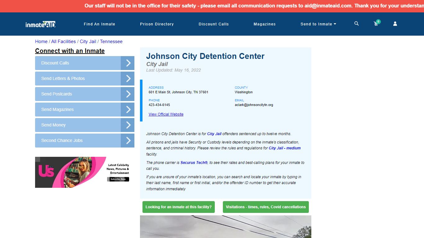 Johnson City Detention Center | Inmate Locator