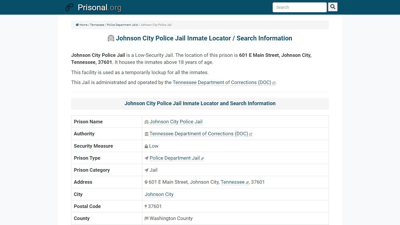 Johnson City Police Jail-Inmate Locator/Search Info, Phone ...